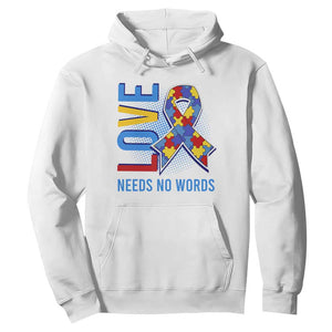 Autism Awareness Hoodie Love Needs No Words Puzzle Heart TS09 White Printyourwear