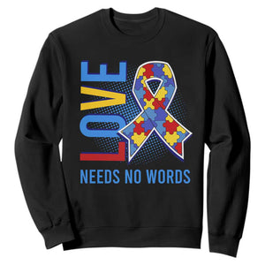 Autism Awareness Sweatshirt Love Needs No Words Puzzle Heart TS09 Black Printyourwear