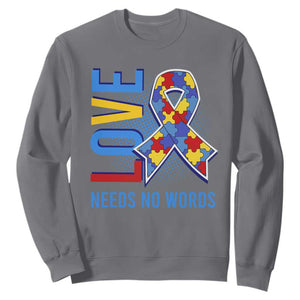 Autism Awareness Sweatshirt Love Needs No Words Puzzle Heart TS09 Charcoal Printyourwear