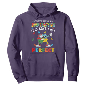 Autism Awareness Hoodie Society Says I'm Autistic God Says I'm Perfect Puzzle Dabbing TS09 Purple Printyourwear