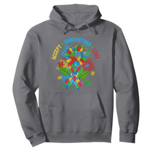 Autism Awareness Hoodie Accept Understand Love Rainbow Puzzle Sunflower TS09 Charcoal Printyourwear