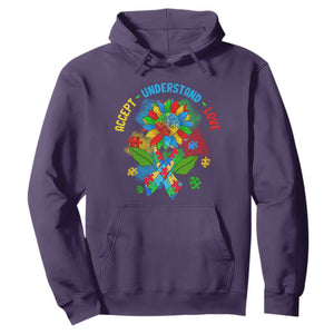 Autism Awareness Hoodie Accept Understand Love Rainbow Puzzle Sunflower TS09 Purple Printyourwear