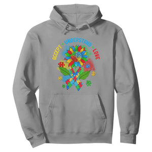 Autism Awareness Hoodie Accept Understand Love Rainbow Puzzle Sunflower TS09 Sport Gray Printyourwear