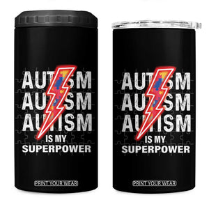 Autistic 4 in 1 Can Cooler Tumbler Autism Is My Super Power Brain Superhero TS09 One Size: 16 oz Black Print Your Wear