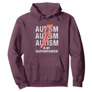 Autistic Hoodie Autism Is My Super Power Brain Superhero TS09 Maroon Printyourwear