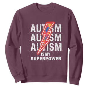 Autistic Sweatshirt Autism Is My Super Power Brain Superhero TS09 Maroon Printyourwear