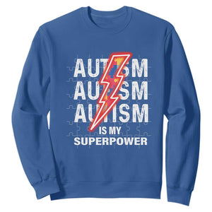 Autistic Sweatshirt Autism Is My Super Power Brain Superhero TS09 Royal Blue Printyourwear