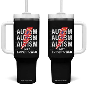 Autistic Tumbler With Handle Autism Is My Super Power Brain Superhero TS09 One Size: 40 oz Black Print Your Wear