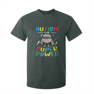 Autistic T Shirt For Kid Autism Is My Super Power Superhero TS09 Dark Forest Green Printyourwear