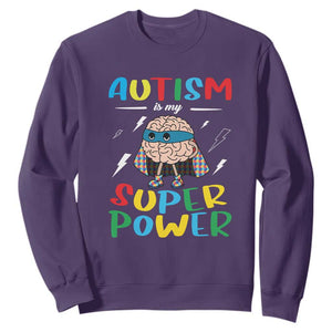 Autistic Sweatshirt Autism Is My Super Power Superhero TS09 Purple Printyourwear