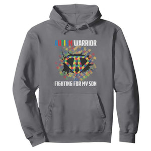 Autism Warrior Fighting For My Son Mom Dad Parents Hoodie TS09 Charcoal Printyourwear