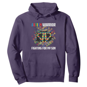 Autism Warrior Fighting For My Son Mom Dad Parents Hoodie TS09 Purple Printyourwear