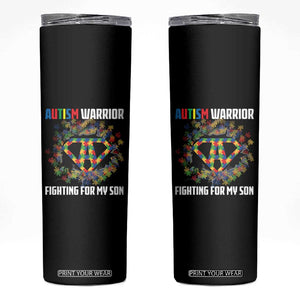 Autism Warrior Fighting For My Son Mom Dad Parents Skinny Tumbler TS09 Black Print Your Wear