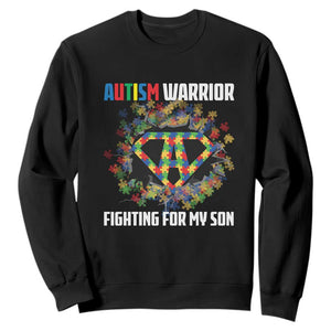 Autism Warrior Fighting For My Son Mom Dad Parents Sweatshirt TS09 Black Printyourwear