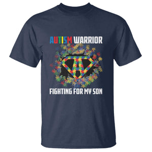 Autism Warrior Fighting For My Son Mom Dad Parents T Shirt TS09 Navy Printyourwear