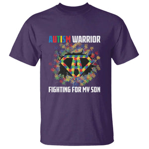 Autism Warrior Fighting For My Son Mom Dad Parents T Shirt TS09 Purple Printyourwear