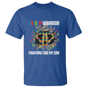 Autism Warrior Fighting For My Son Mom Dad Parents T Shirt TS09 Royal Blue Printyourwear
