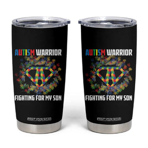 Autism Warrior Fighting For My Son Mom Dad Parents Tumbler Cup TS09 Black Print Your Wear