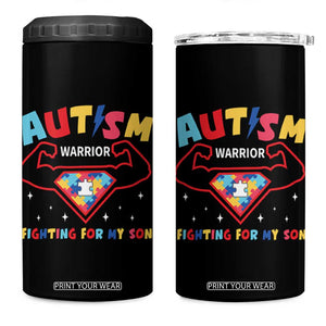 Autism Warrior Superhero Fighting For My Son Mom Dad Parents 4 in 1 Can Cooler Tumbler TS09 One Size: 16 oz Black Print Your Wear