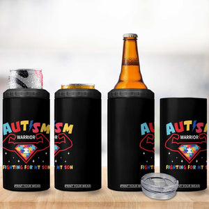 Autism Warrior Superhero Fighting For My Son Mom Dad Parents 4 in 1 Can Cooler Tumbler TS09 Print Your Wear