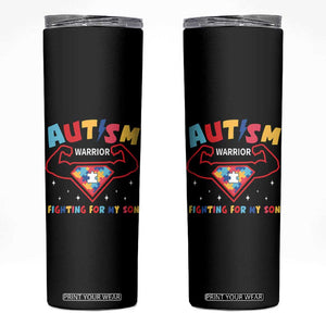 Autism Warrior Superhero Fighting For My Son Mom Dad Parents Skinny Tumbler TS09 Black Print Your Wear