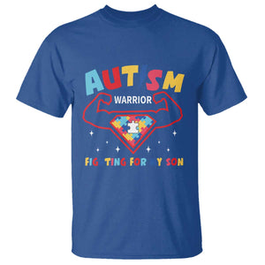 Autism Warrior Superhero Fighting For My Son Mom Dad Parents T Shirt TS09 Royal Blue Printyourwear