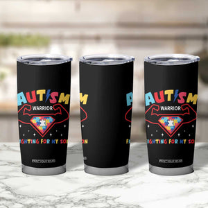 Autism Warrior Superhero Fighting For My Son Mom Dad Parents Tumbler Cup TS09 Print Your Wear
