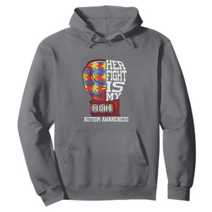 Autism Awareness Hoodie Her Fight Is My Fight Mom Dad Parents Support TS09 Charcoal Printyourwear