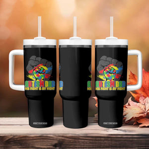 Autism Awareness Tumbler With Handle His Fight Is My Fight Dad Support TS09 Print Your Wear