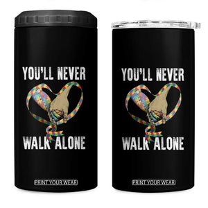 Autism Awareness 4 in 1 Can Cooler Tumbler You'll Never Walk Alone Dad Support TS09 One Size: 16 oz Black Print Your Wear