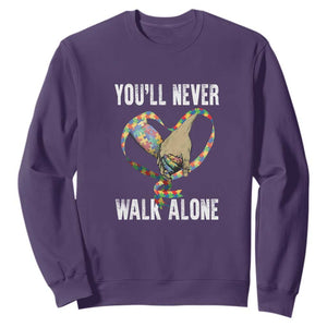 Autism Awareness Sweatshirt You'll Never Walk Alone Dad Support TS09 Purple Printyourwear
