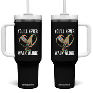 Autism Awareness Tumbler With Handle You'll Never Walk Alone Dad Support TS09 One Size: 40 oz Black Print Your Wear