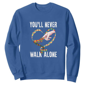Autism Awareness Sweatshirt You'll Never Walk Alone Mom Support TS09 Royal Blue Printyourwear