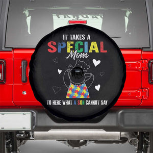 Autism Awareness Spare Tire Cover It Takes A Special Mom To Hear What A Son Cannot Say TS09 Black Print Your Wear