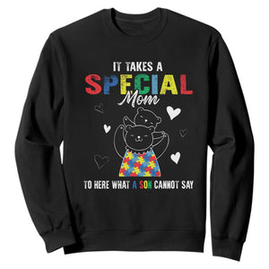 Autism Awareness Sweatshirt It Takes A Special Mom To Hear What A Son Cannot Say TS09 Black Printyourwear