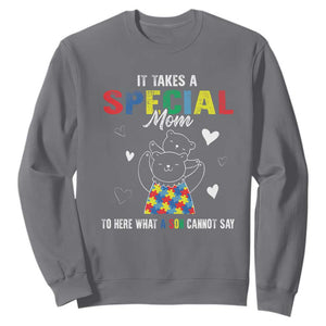 Autism Awareness Sweatshirt It Takes A Special Mom To Hear What A Son Cannot Say TS09 Charcoal Printyourwear