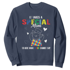 Autism Awareness Sweatshirt It Takes A Special Mom To Hear What A Son Cannot Say TS09 Navy Printyourwear