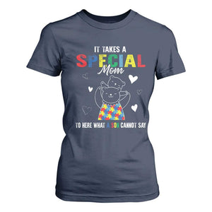 Autism Awareness T Shirt For Women It Takes A Special Mom To Hear What A Son Cannot Say TS09 Navy Printyourwear