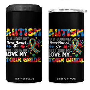 Autism Awareness 4 in 1 Can Cooler Tumbler Autism Is A Journey I Never Planned For But I Sure Do Love My Tour Guide TS09 One Size: 16 oz Black Print Your Wear