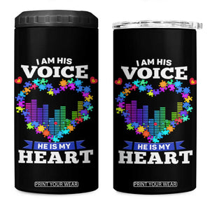 Autism Awareness 4 in 1 Can Cooler Tumbler I Am His Voice He Is My Heart Mom Dad Parents Support TS09 One Size: 16 oz Black Print Your Wear