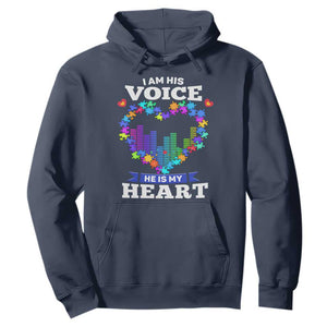 Autism Awareness Hoodie I Am His Voice He Is My Heart Mom Dad Parents Support TS09 Navy Printyourwear