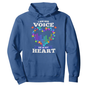 Autism Awareness Hoodie I Am His Voice He Is My Heart Mom Dad Parents Support TS09 Royal Blue Printyourwear