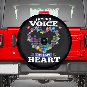 Autism Awareness Spare Tire Cover I Am His Voice He Is My Heart Mom Dad Parents Support TS09 Black Print Your Wear