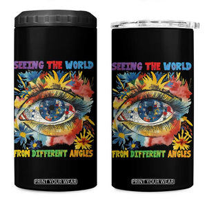 Autism Awareness 4 in 1 Can Cooler Tumbler Puzzle Eyes Seeing The World From Diferent Angles TS09 One Size: 16 oz Black Print Your Wear