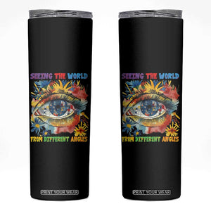 Autism Awareness Skinny Tumbler Puzzle Eyes Seeing The World From Diferent Angles TS09 Black Print Your Wear