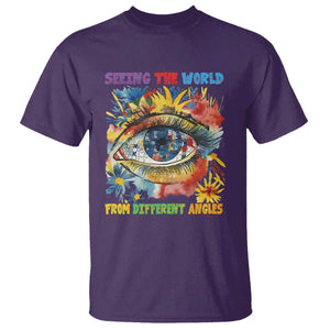 Autism Awareness T Shirt Puzzle Eyes Seeing The World From Diferent Angles TS09 Purple Printyourwear