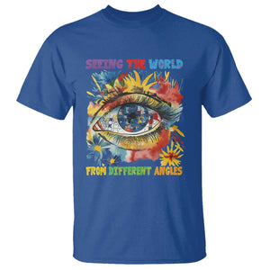 Autism Awareness T Shirt Puzzle Eyes Seeing The World From Diferent Angles TS09 Royal Blue Printyourwear