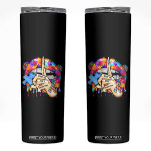 Autism Awareness Skinny Tumbler Don't Jundge What You Don't Understand Puzzle Lip TS09 Black Print Your Wear