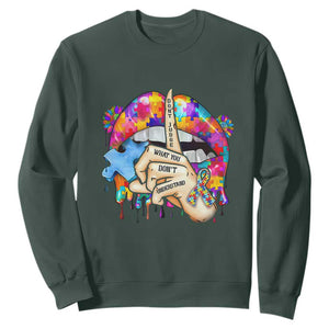 Autism Awareness Sweatshirt Don't Jundge What You Don't Understand Puzzle Lip TS09 Dark Forest Green Printyourwear