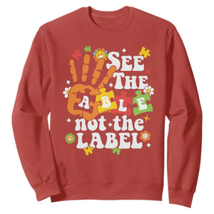 Autism Awareness Sweatshirt See The Able Not The Label TS09 Red Printyourwear